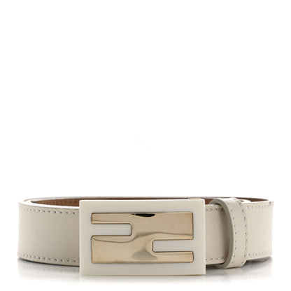 Fendi Calfskin Enamel  FF Belt 85 34  White 1 of 11