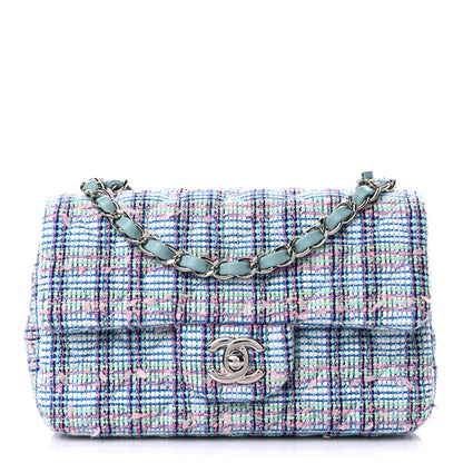 Chanel Tweed Quilted Mini Rectangular Flap Blue 1 of 9