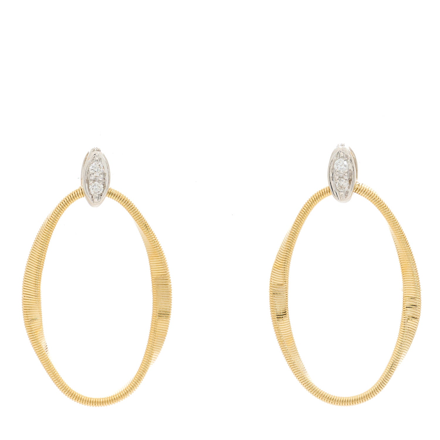 Marco Bicego 18K Yellow White Gold Diamond Marrakech Onde Earrings 1 of 5