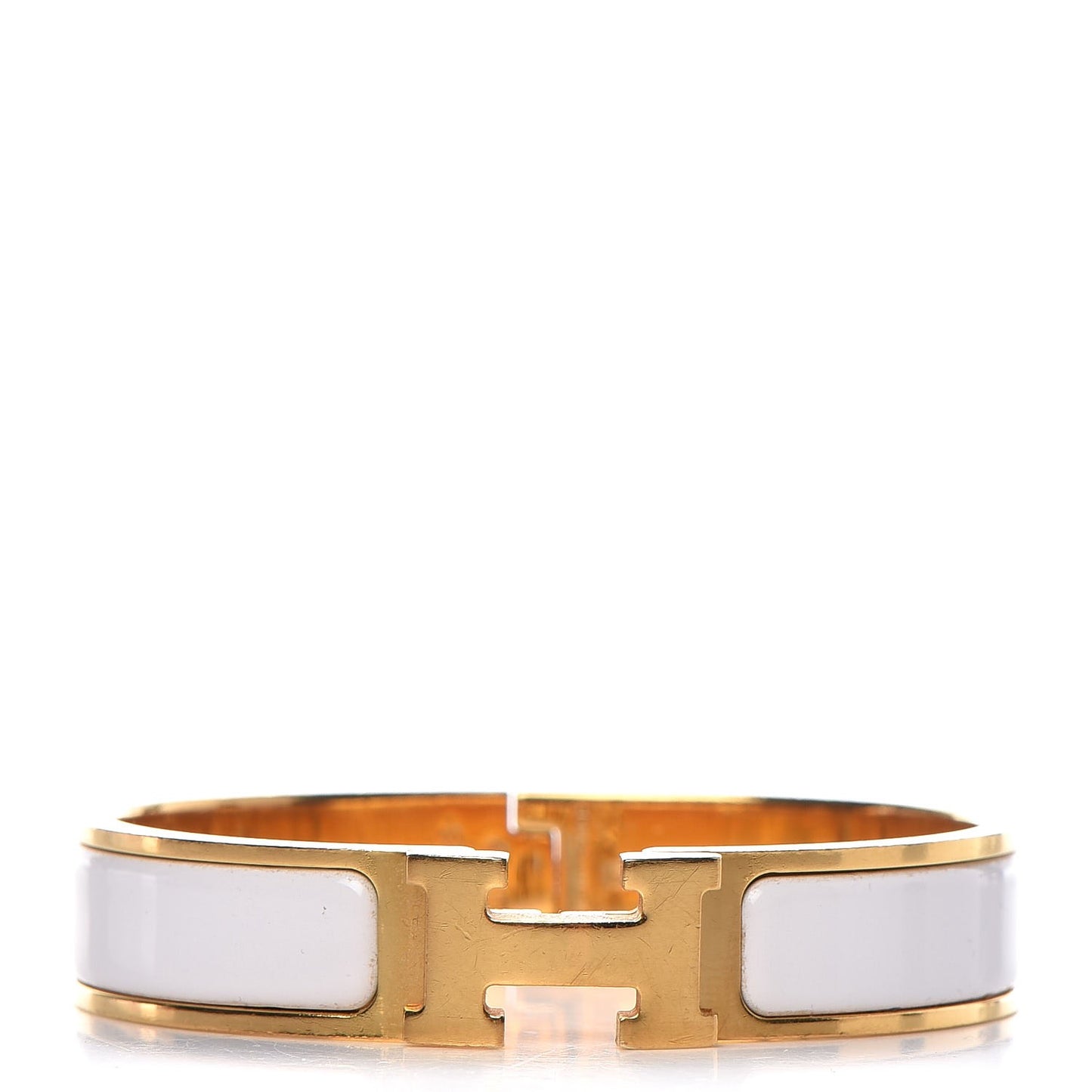 Enamel Narrow Clic Clac H Bracelet PM White