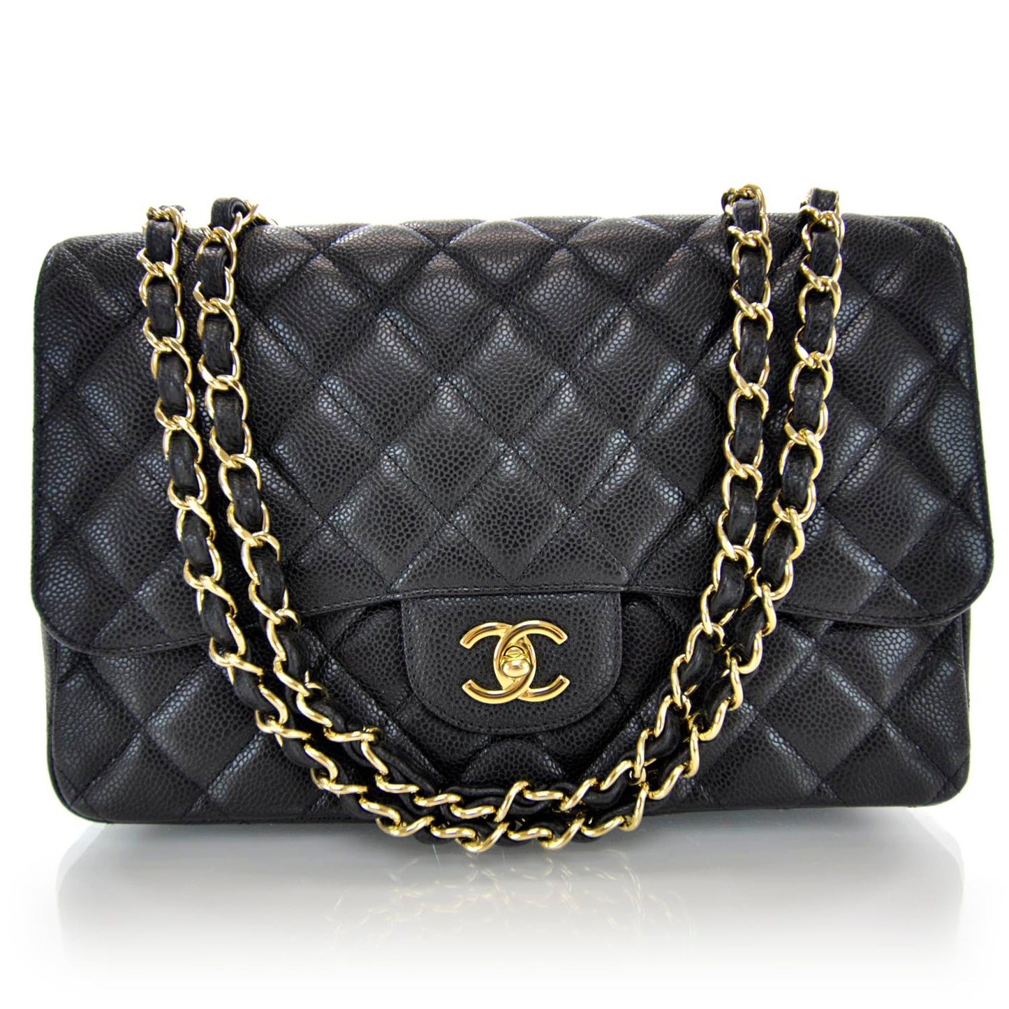Caviar Jumbo Single Flap Black