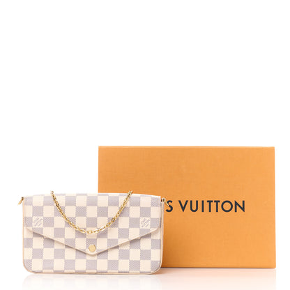 Louis Vuitton Damier Azur Pochette Felicie Chain Wallet Rose Ballerine 15 of 15
