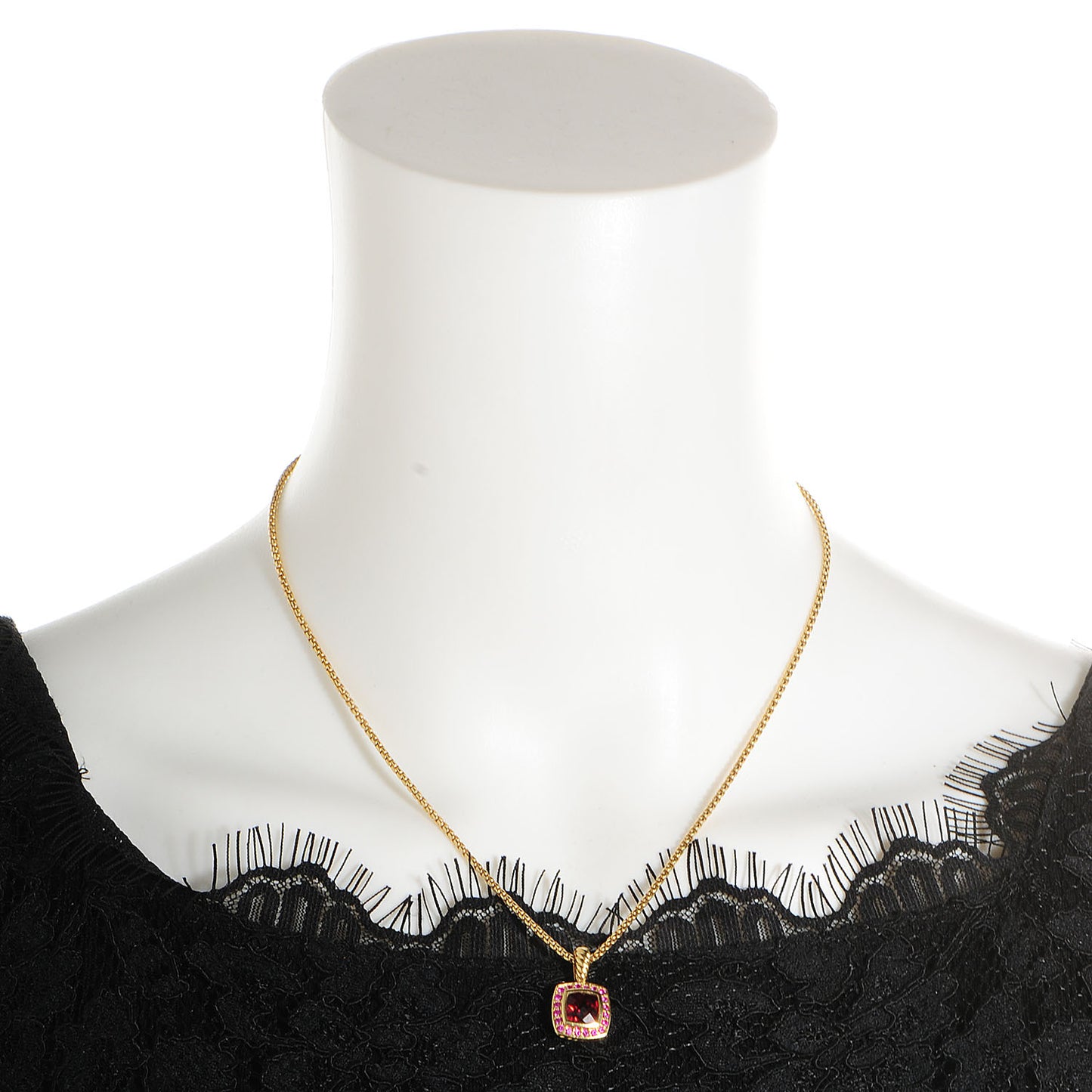 18K Gold Rhodolite Garnet Pink Sapphire Petite Albion Pendant Necklace