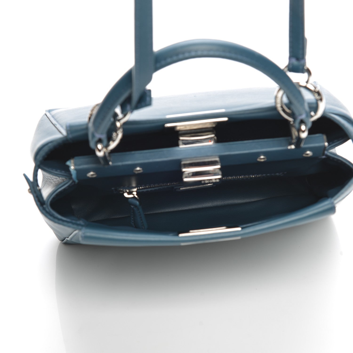 Fendi Nappa Mini Peekaboo Iconic Satchel Pavone 5 of 6