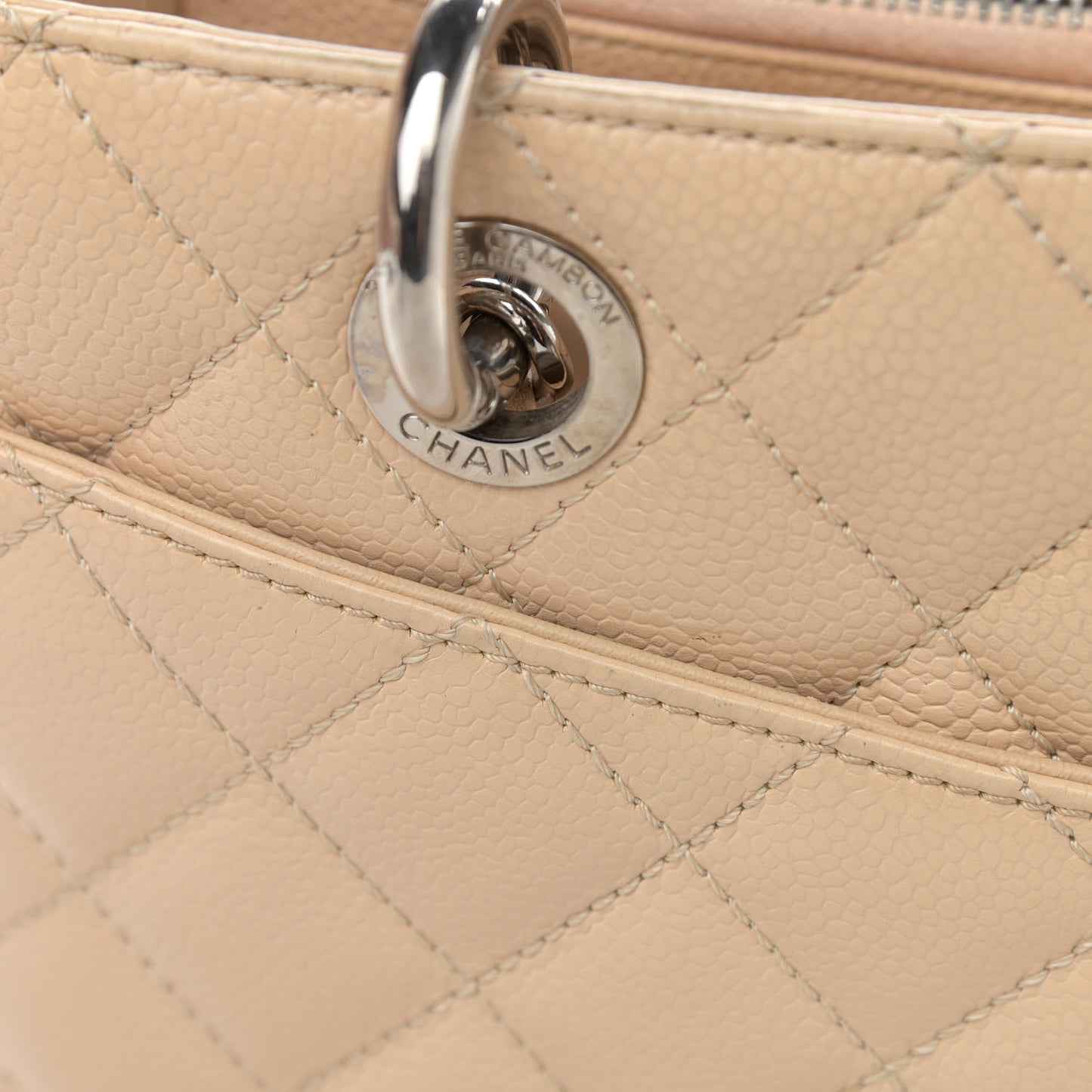 Caviar Quilted Grand Shopping Tote GST Beige Clair