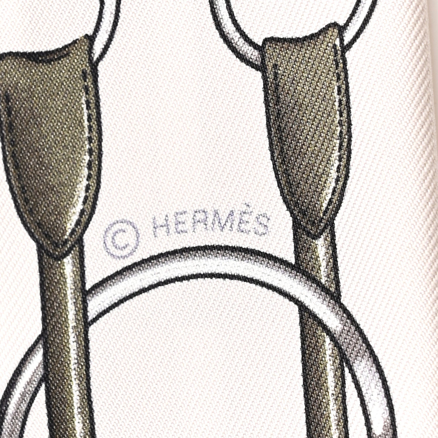 Hermes Silk Lambskin Jumping Fringed Twilly Creme Kaki Beige Dore 3 of 4