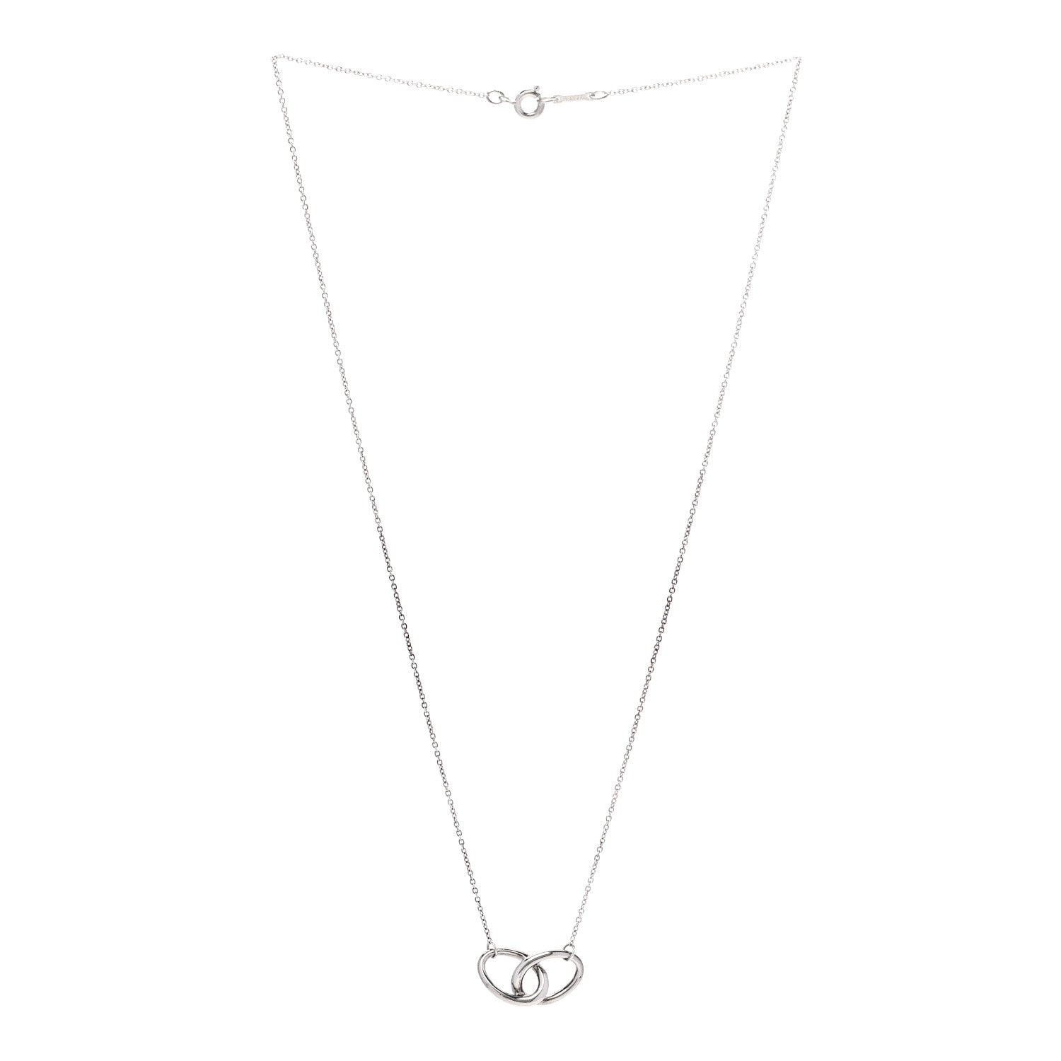 Tiffany Sterling Silver Elsa Peretti Interlocking Ovals Pendant Necklace 3 of 5