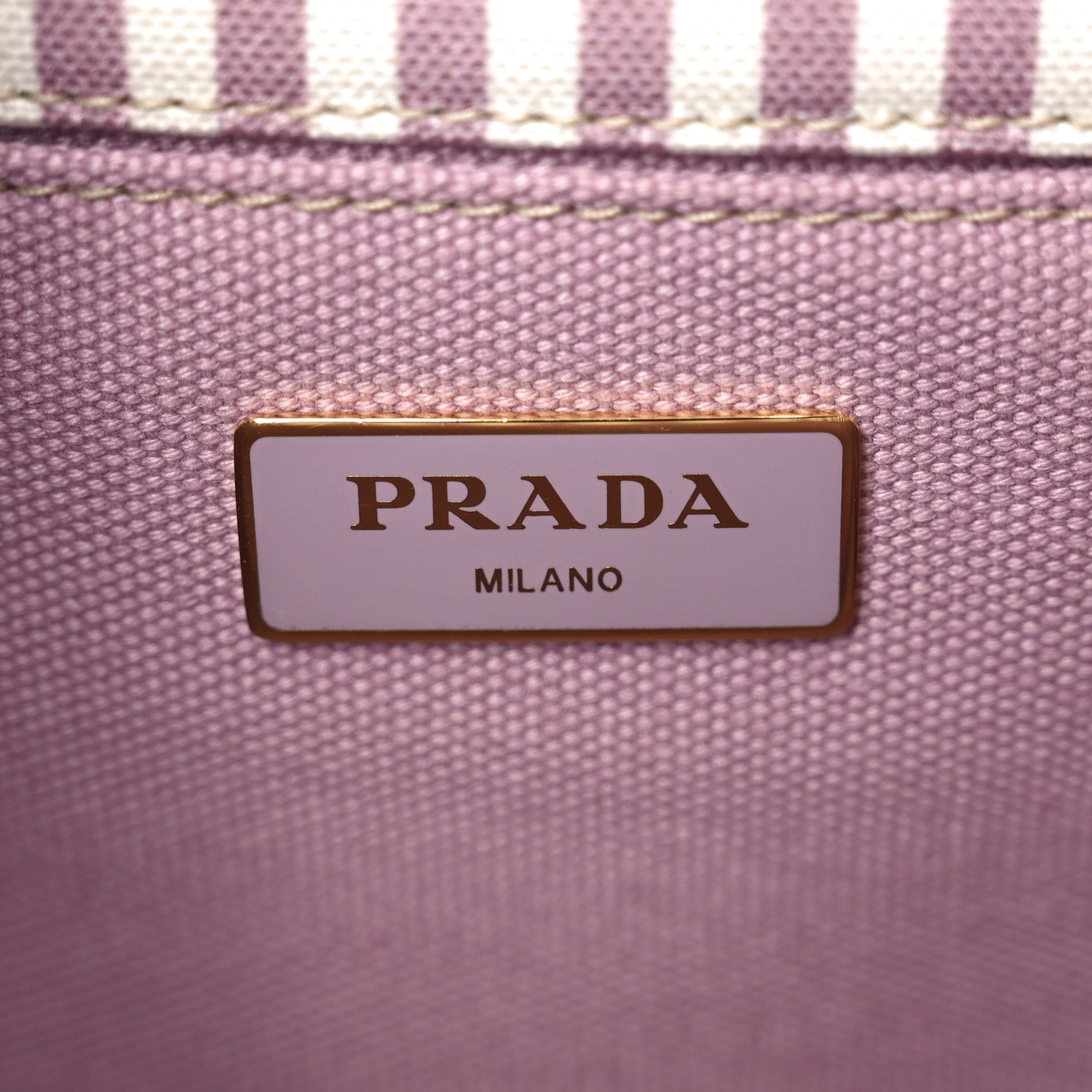 Prada Canapa Striped Small Logo Tote Alabastro 6 of 9