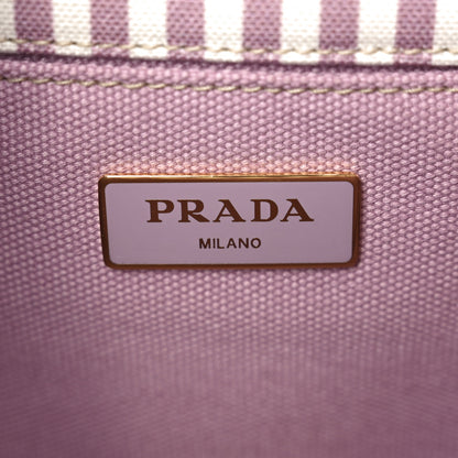 Prada Canapa Striped Small Logo Tote Alabastro 6 of 9