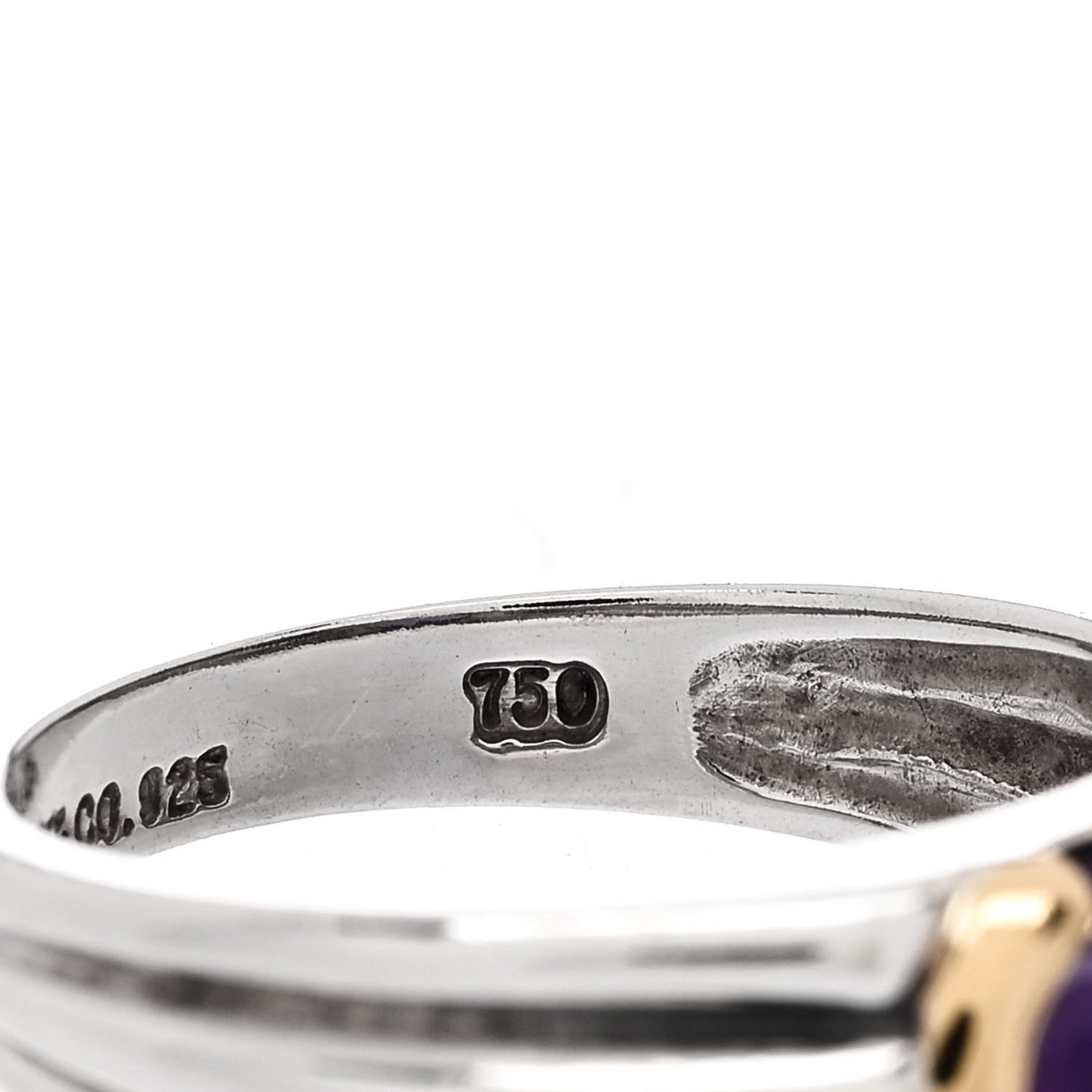 Sterling Silver 18K Yellow Gold Amethyst Cabochon Ring 52 6