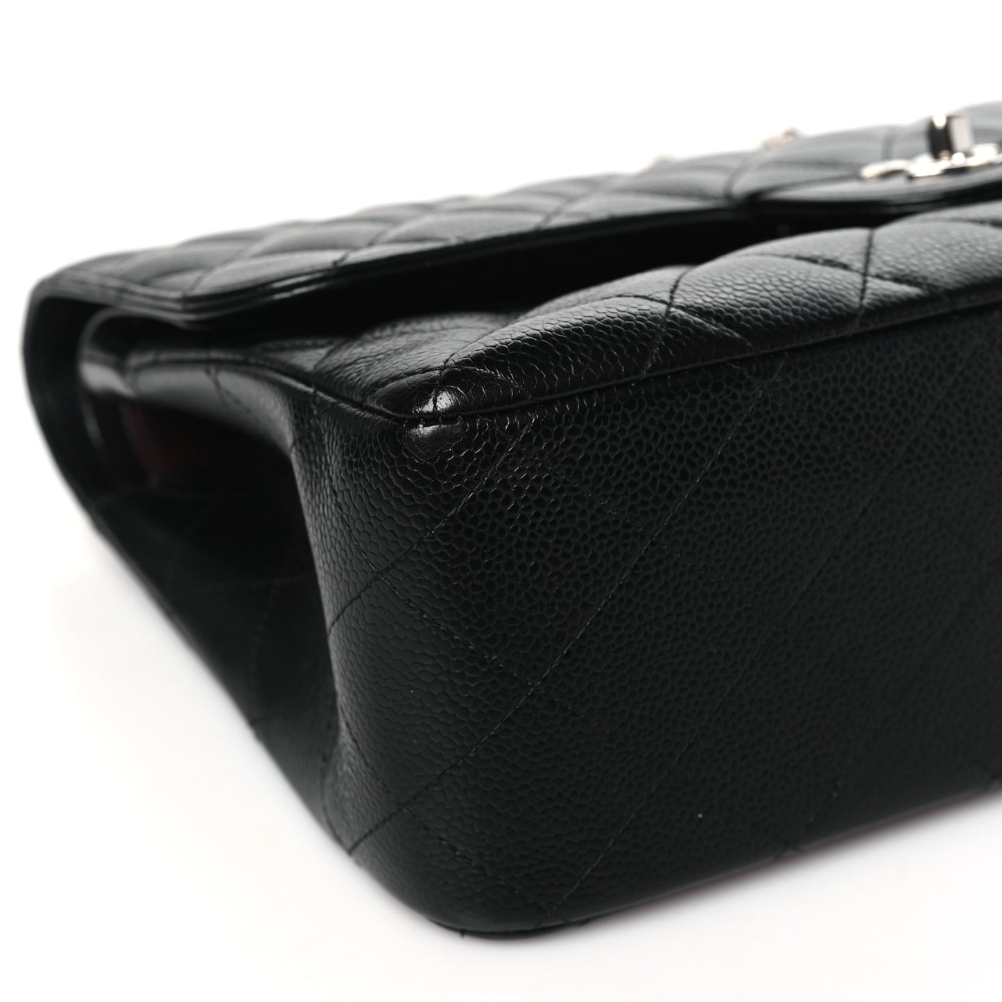 Caviar Quilted Jumbo Double Flap Black