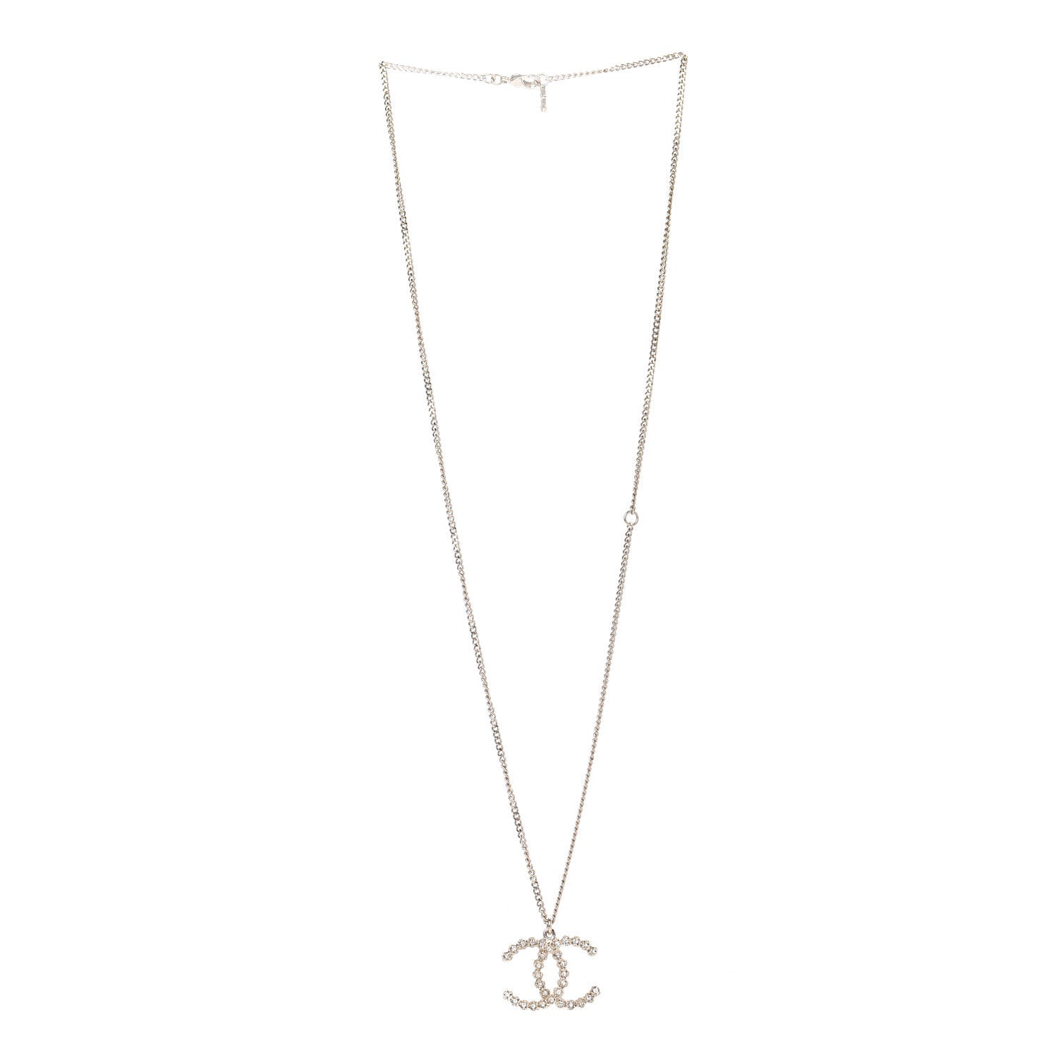 Chanel Crystal CC Pendant Necklace Gold 3 of 5