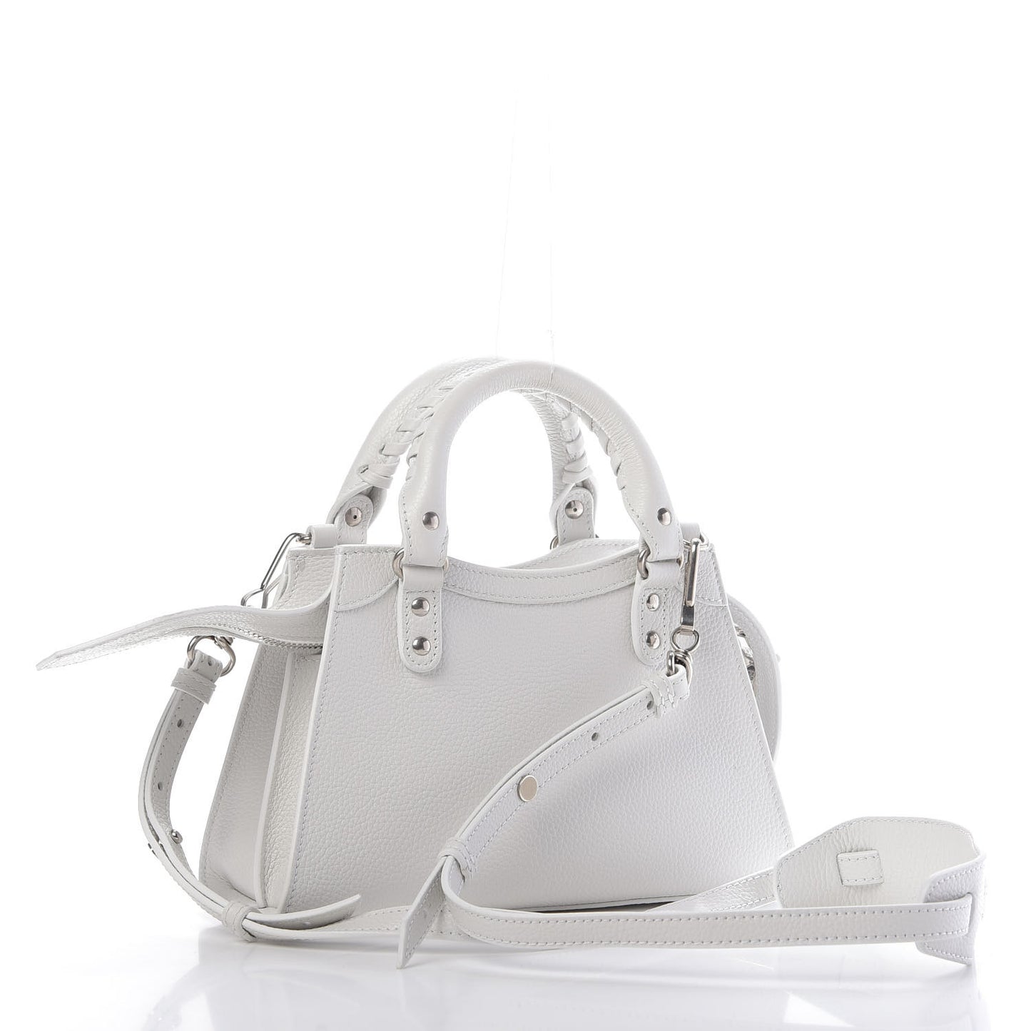 Grained Calfskin Neo Classic Silver Hardware Mini City White