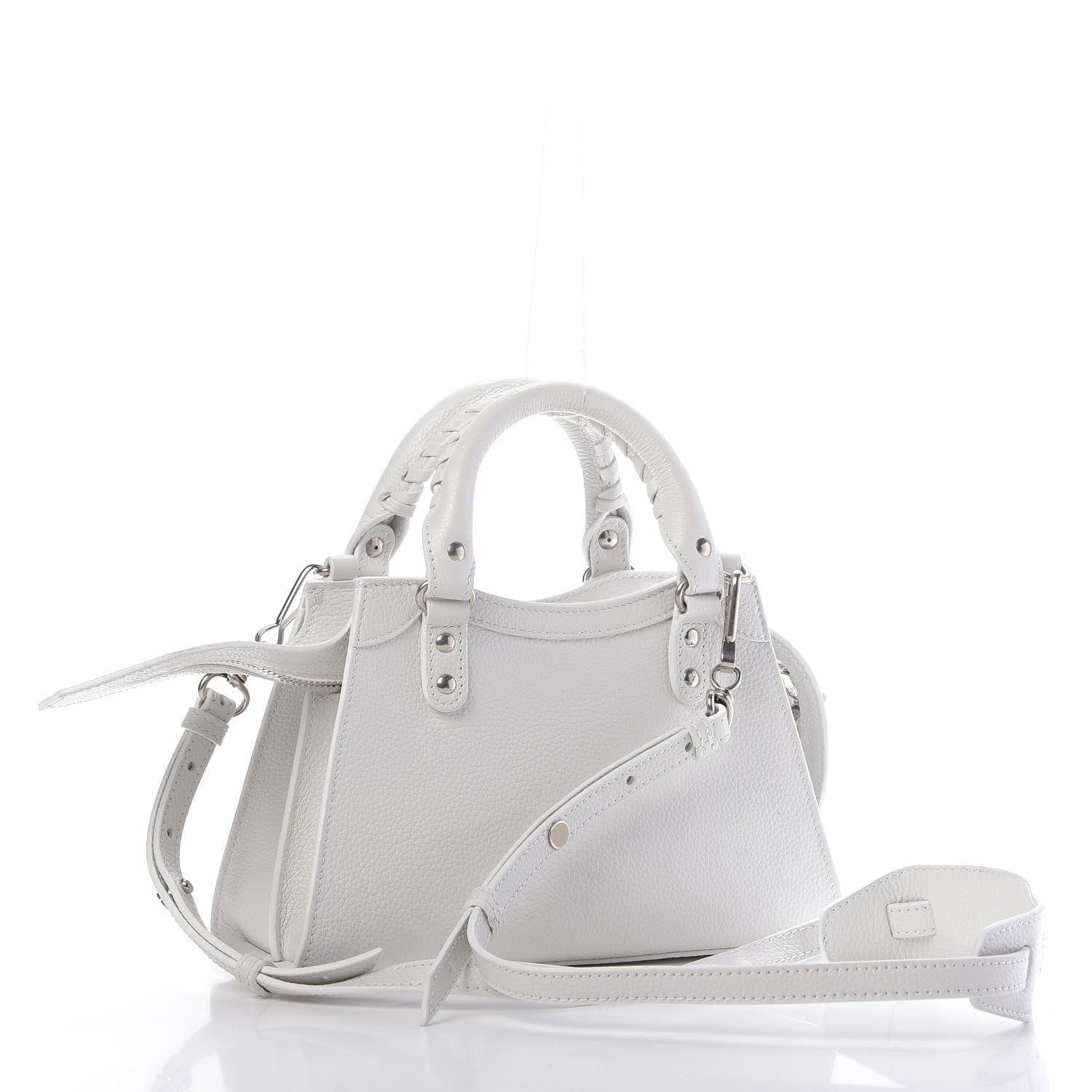 Balenciaga Grained Calfskin Neo Classic Silver Hardware Mini City White 4 of 9