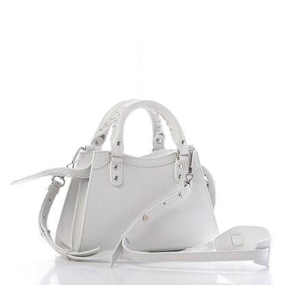 Balenciaga Grained Calfskin Neo Classic Silver Hardware Mini City White 4 of 9