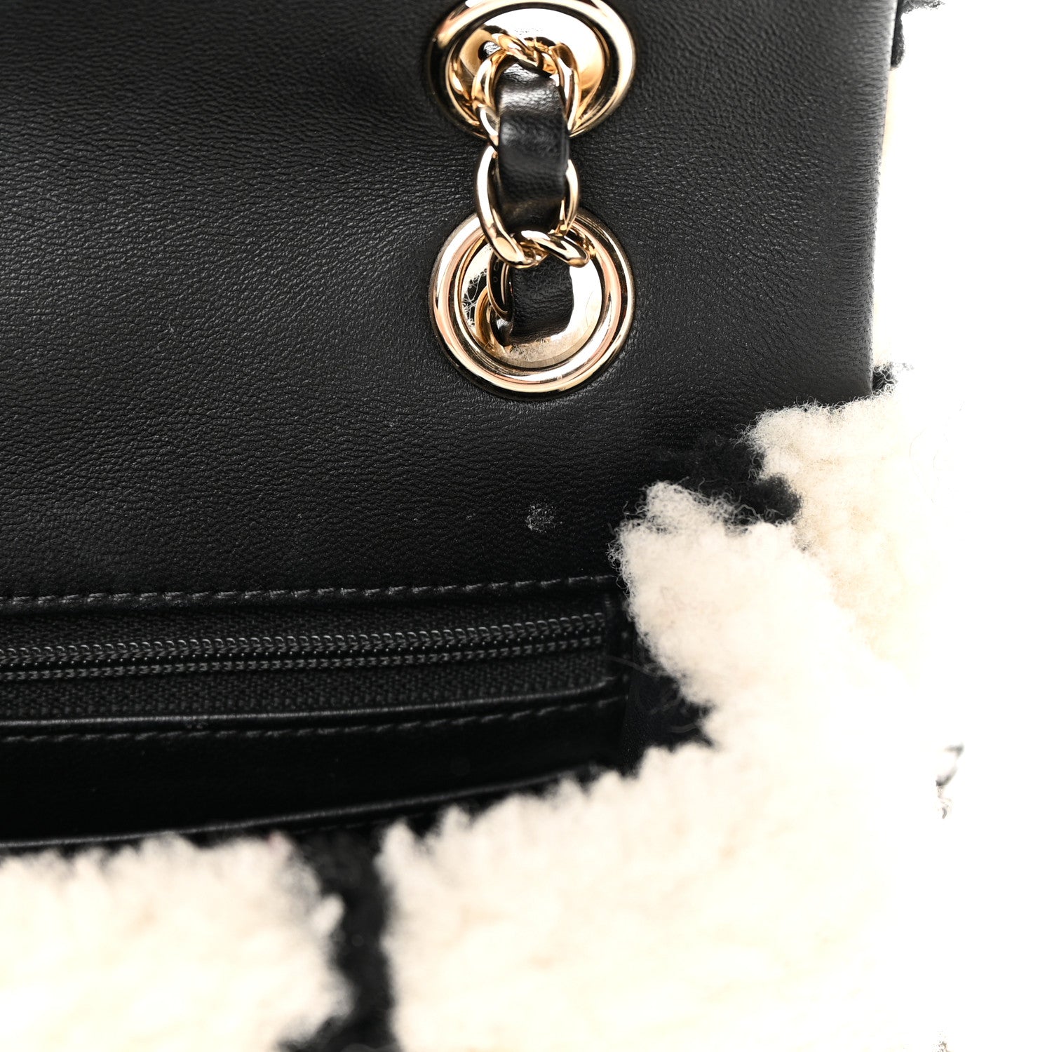 Chanel Shearling Lambskin Large Fluffy Tartan Single Flap White Black 13 of 13