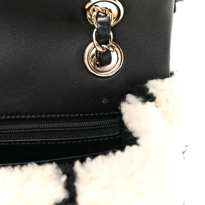 Chanel Shearling Lambskin Large Fluffy Tartan Single Flap White Black 13 of 13