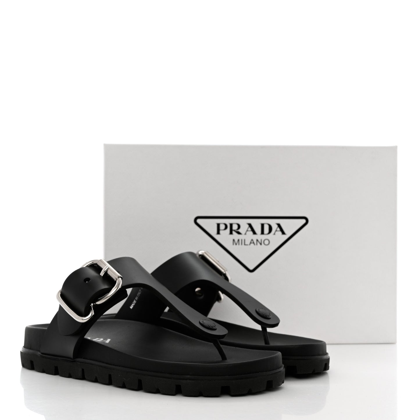 EVA Rubber Buckled Lug Sole 20mm Thong Sandals 37 Black
