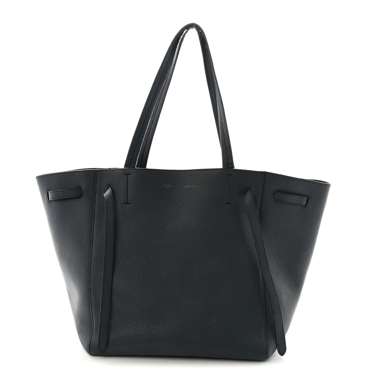 CELINE CABAS スモールフォールド カバ ブラック Celine Soft Grained Calfskin Small Belt Cabas Phantom Slate