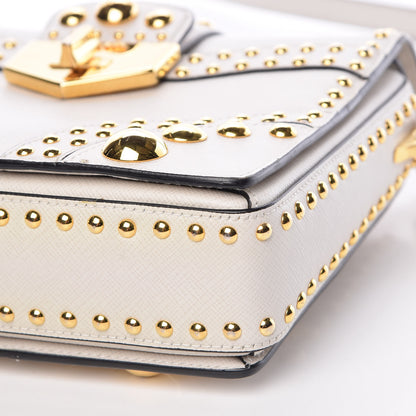 Prada Saffiano Sound Studded Hobo Talco 13 of 13
