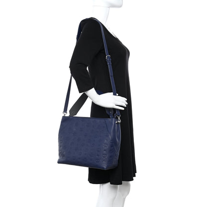 MCM Calfskin Ottomar Monogram Medium Klara Hobo Navy Blue 2 of 7