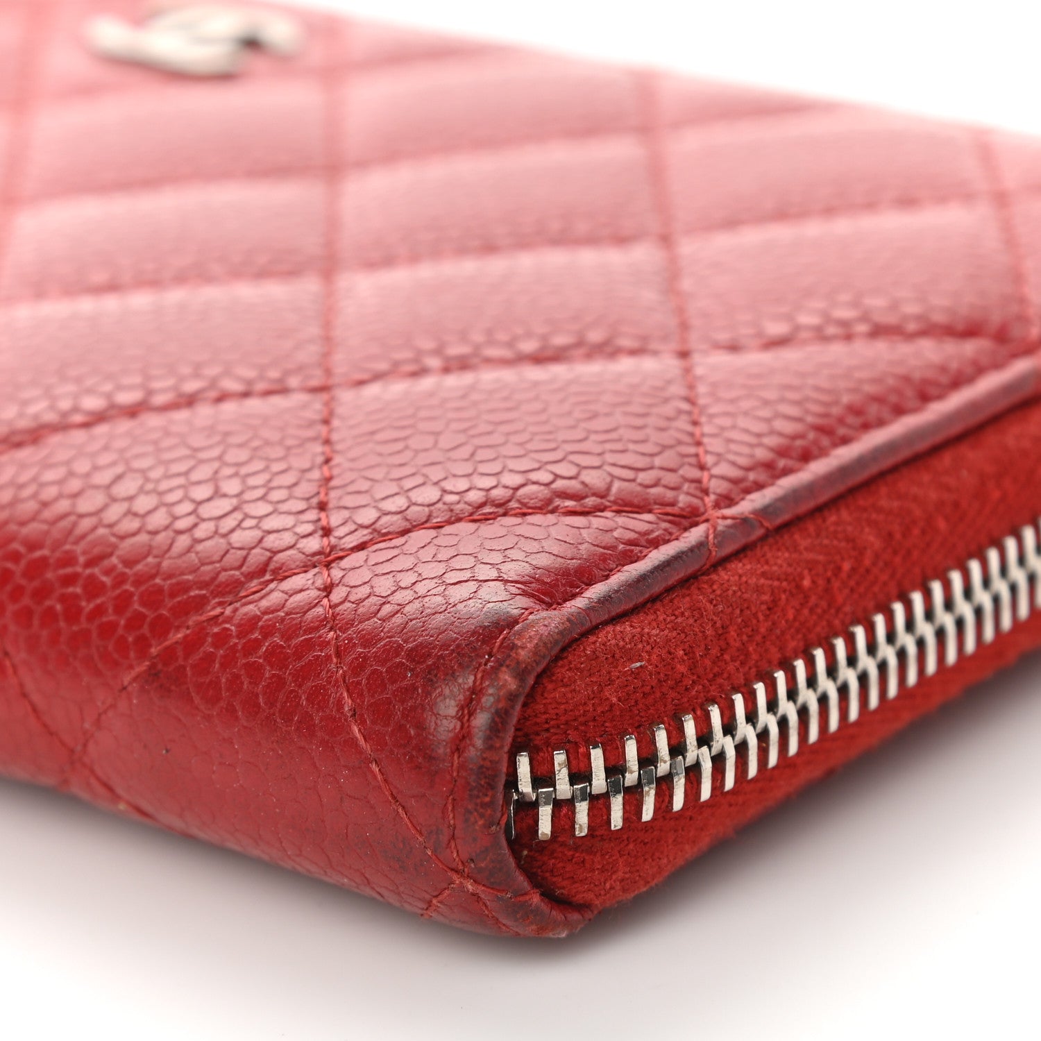 Chanel Caviar Quilted Large Gusset Zip Around Wallet Red 13 of 16