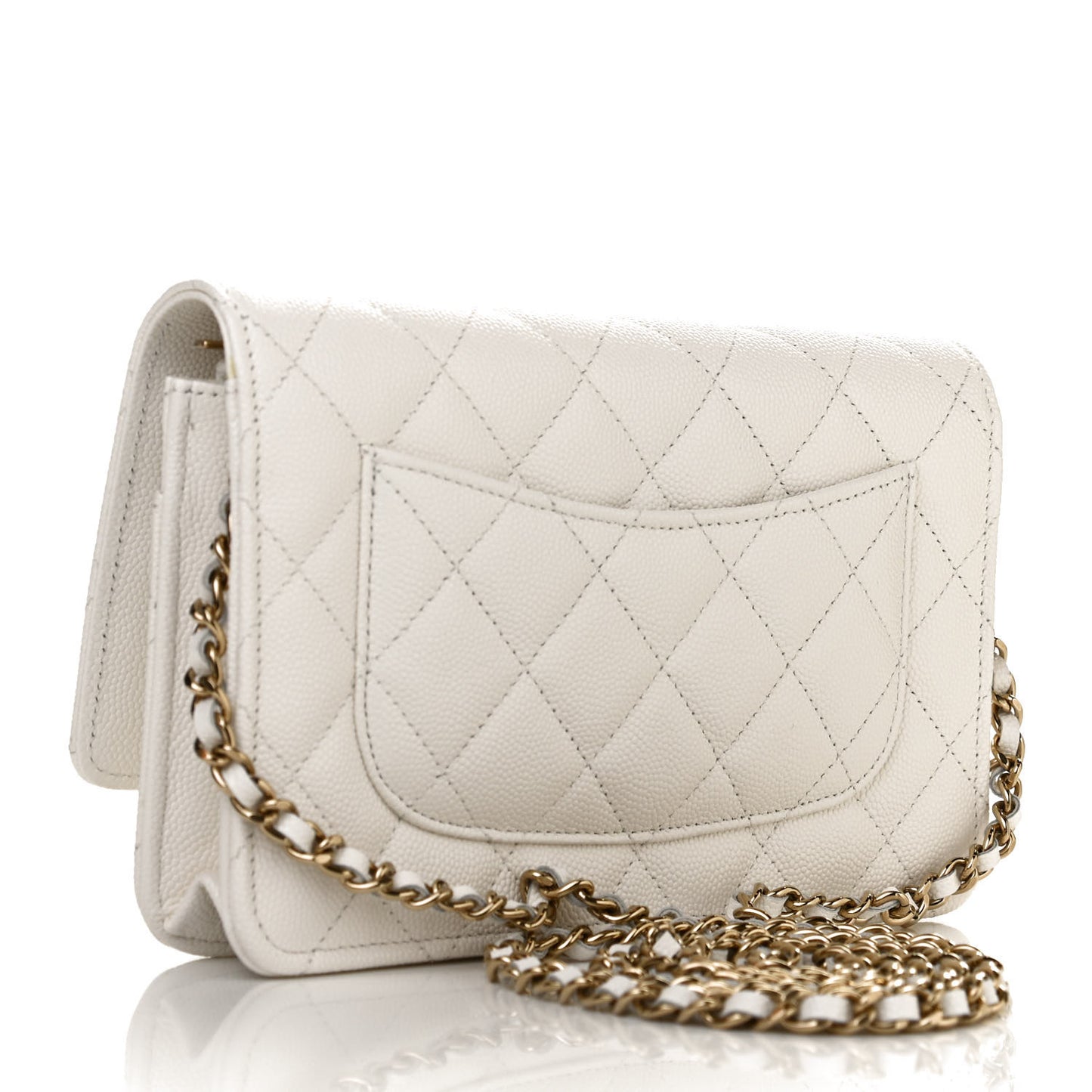 Caviar Quilted Wallet On Chain WOC White