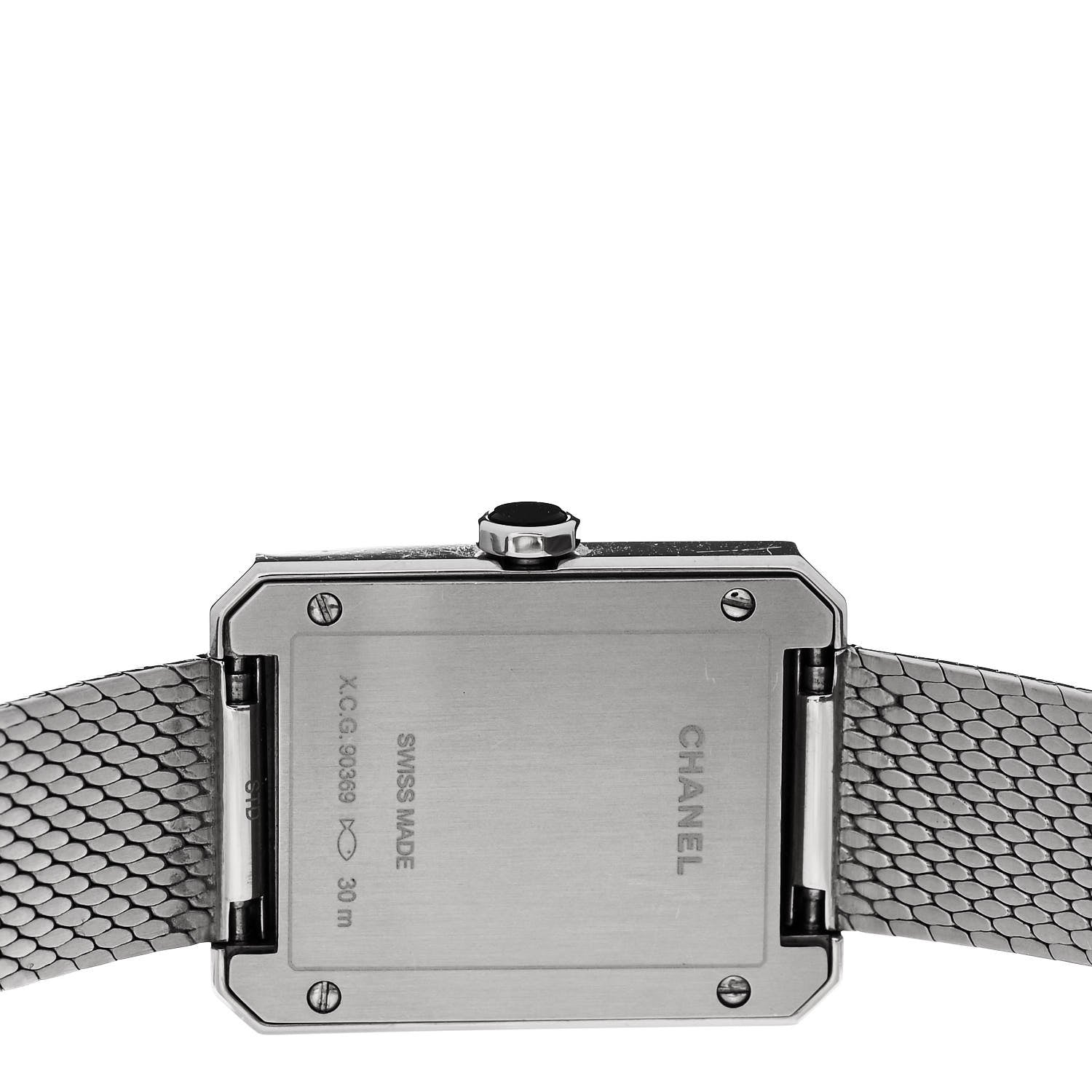 Chanel Stainless Steel Diamond Bezel 21mm Boy-friend Tweed Quartz Watch Black 4 of 4