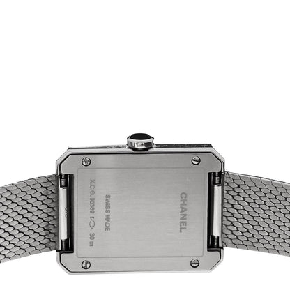 Chanel Stainless Steel Diamond Bezel 21mm Boy-friend Tweed Quartz Watch Black 4 of 4