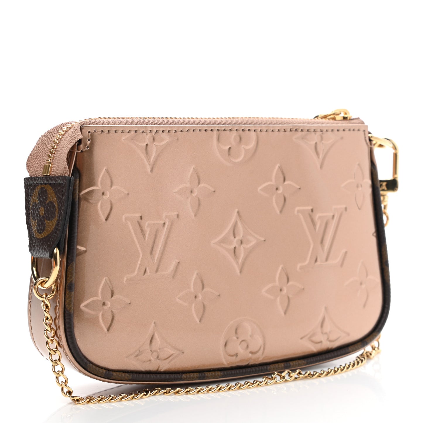 Metallic Vernis Mini Pochette Accessories Rose Gold