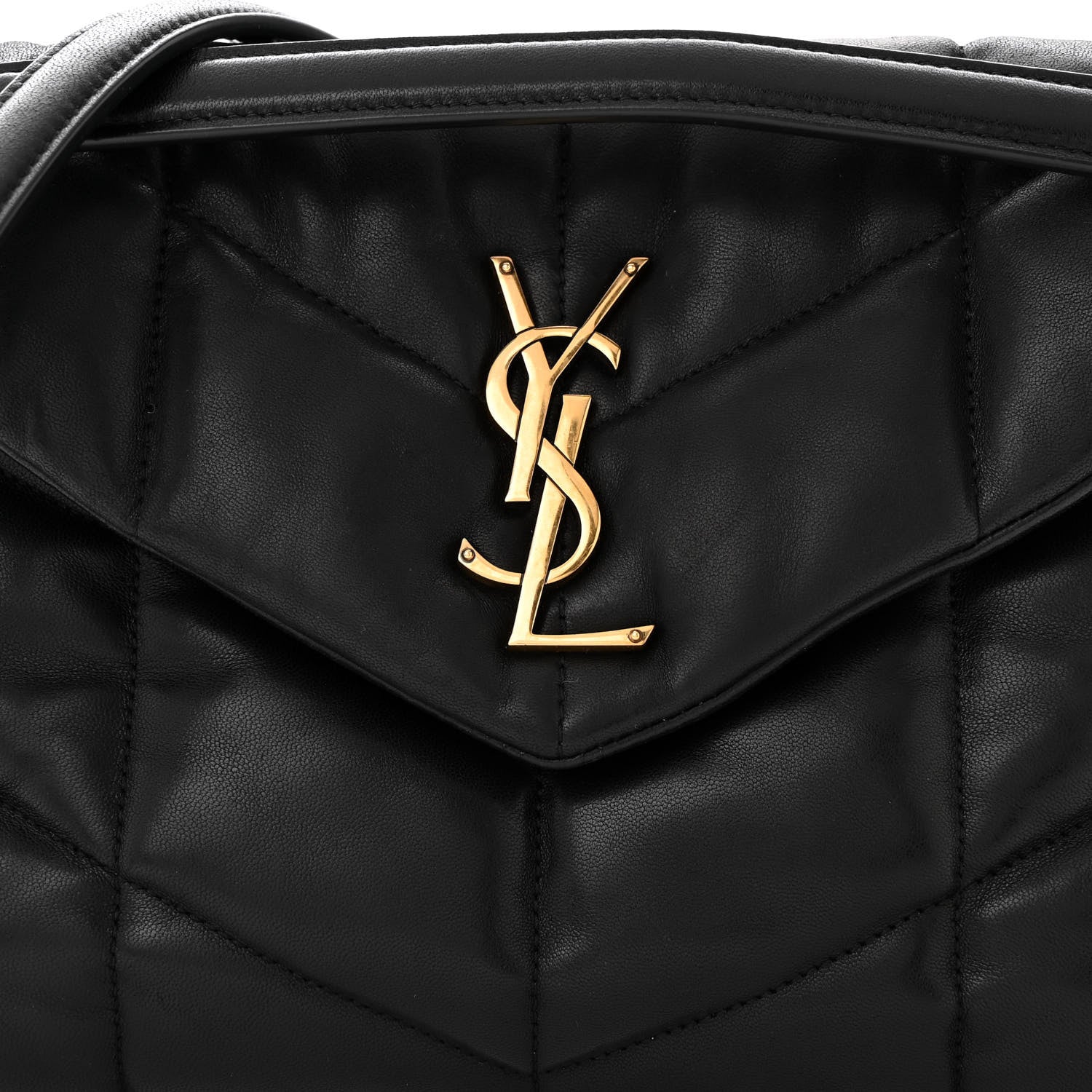 Saint Laurent Lambskin Quilted Small Loulou Puffer Monogram Chain Satchel Black 8 of 10