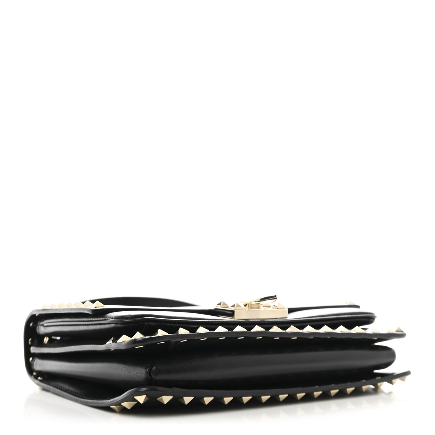 Vitello Rockstud Top Handle Shoulder Bag Black