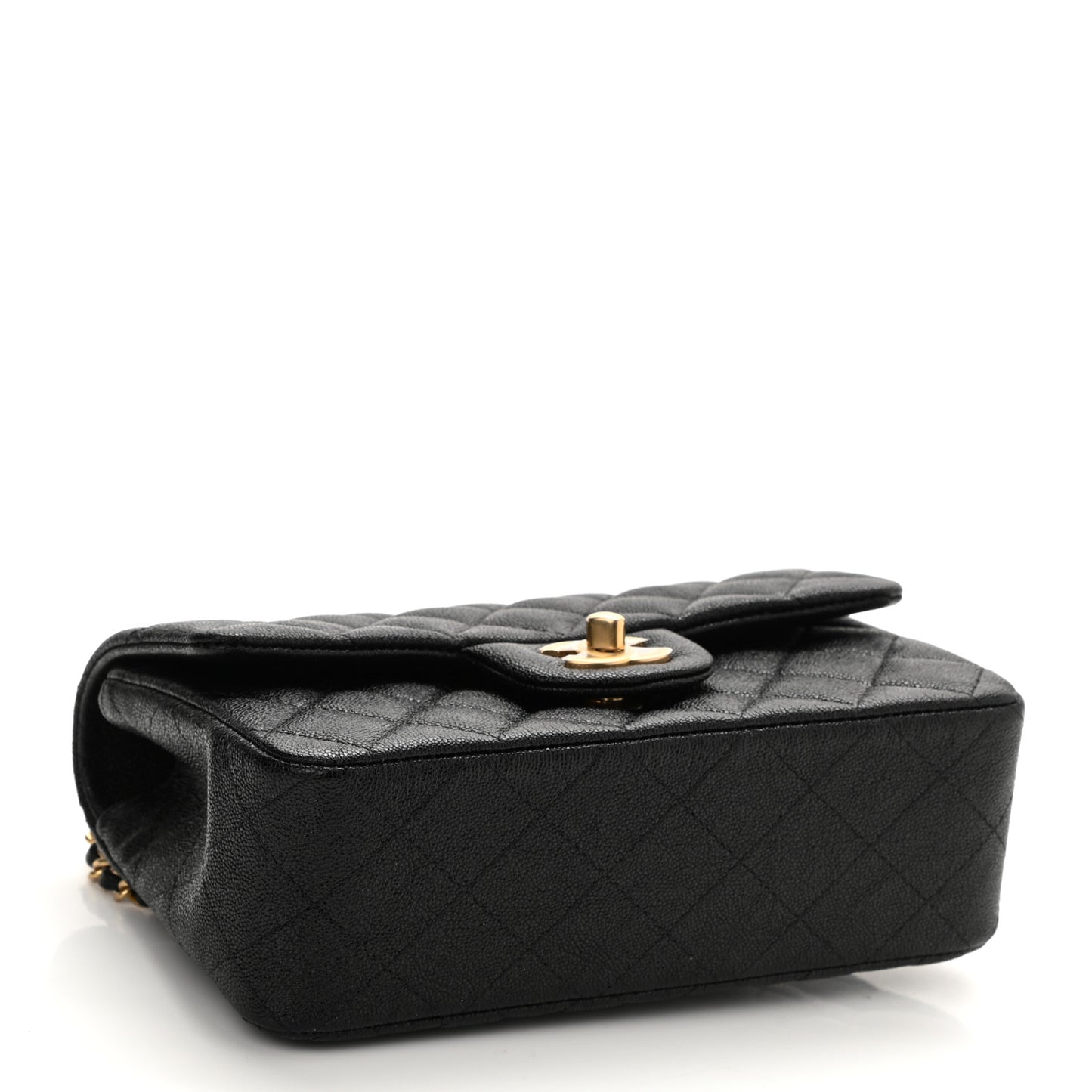 Caviar Quilted Mini Top Handle Rectangular Flap Black