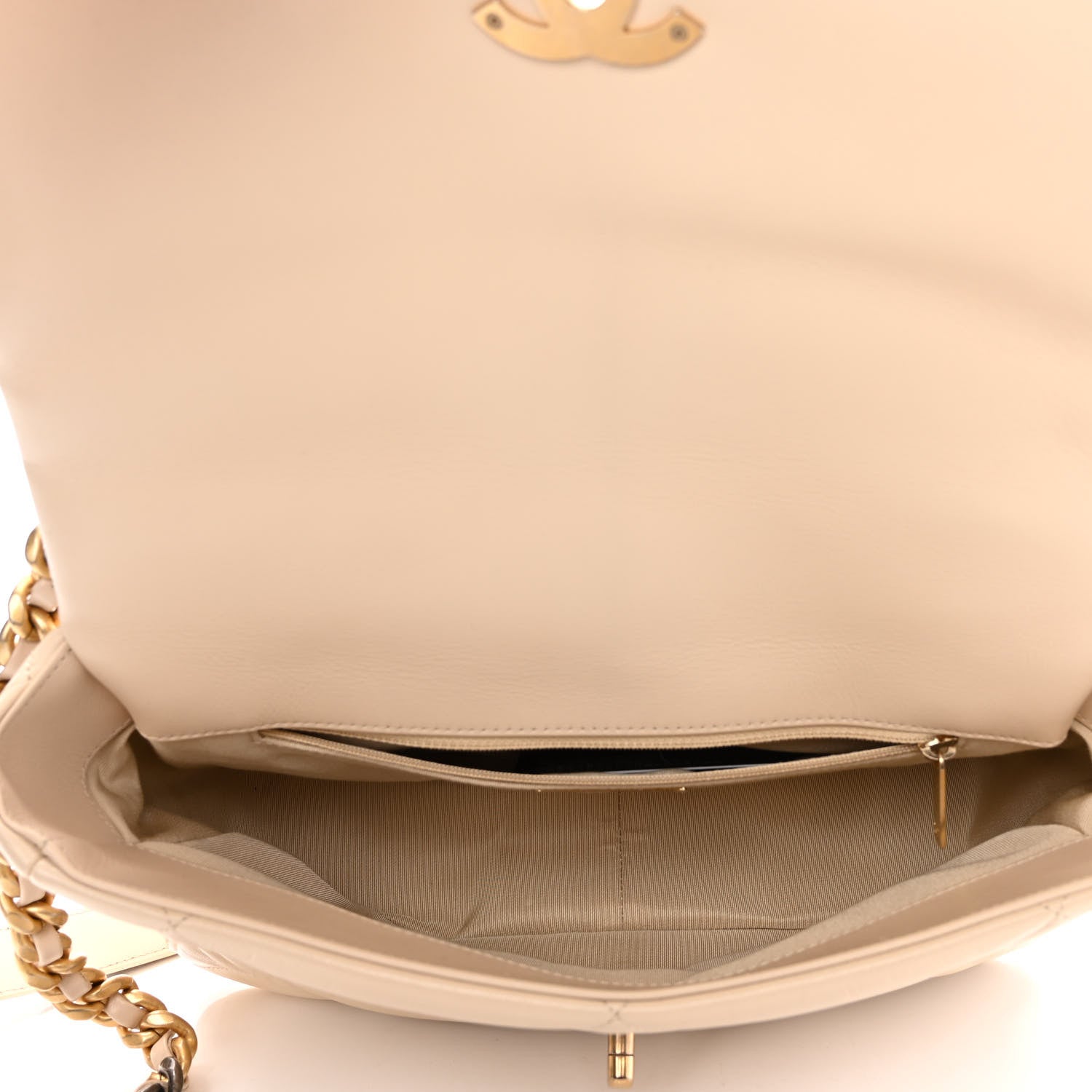 Chanel Goatskin Quilted Large Chanel 19 Flap Beige 5 of 10