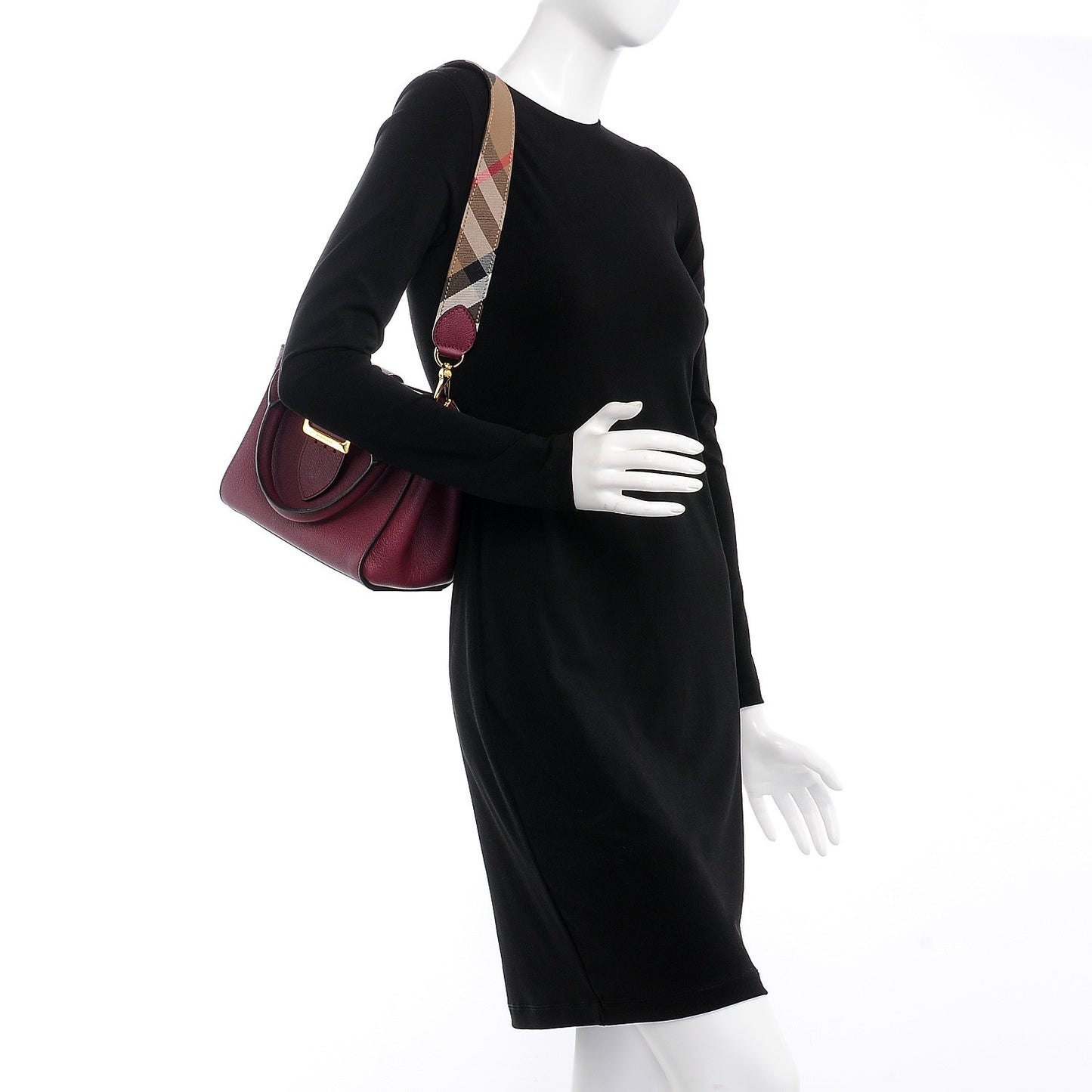Soft Grain Calfskin Small Buckle Tote Dark Plum