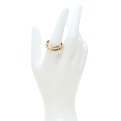 Cartier 18K White Yellow Pink Gold Diamond MM Trinity Full Paved Ring 57 8 2 of 7
