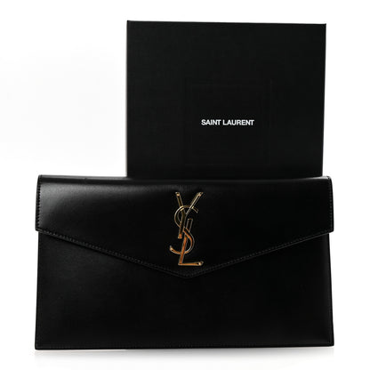 Saint Laurent Smooth Shiny Calfskin Monogram Uptown Pouch Black 7 of 7