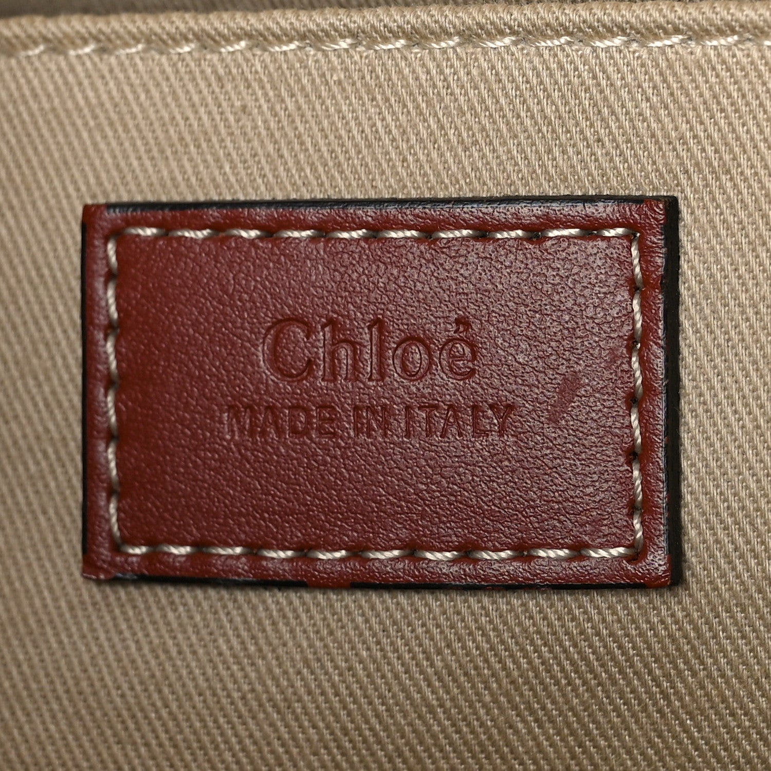 Chloe Cotton Calfskin Large Woody Ribbon Tote White Brown 6 of 9