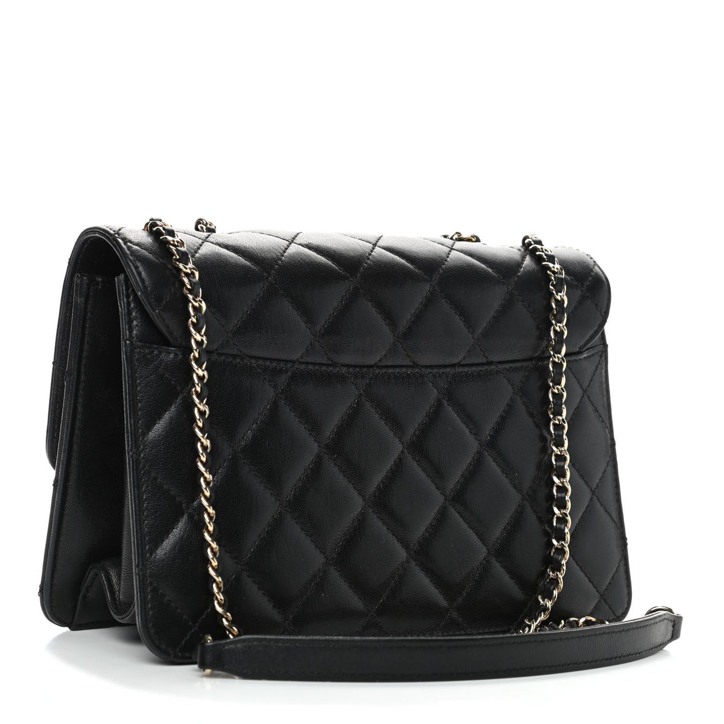 Sheepskin Quilted Beauty Lock Flap Black