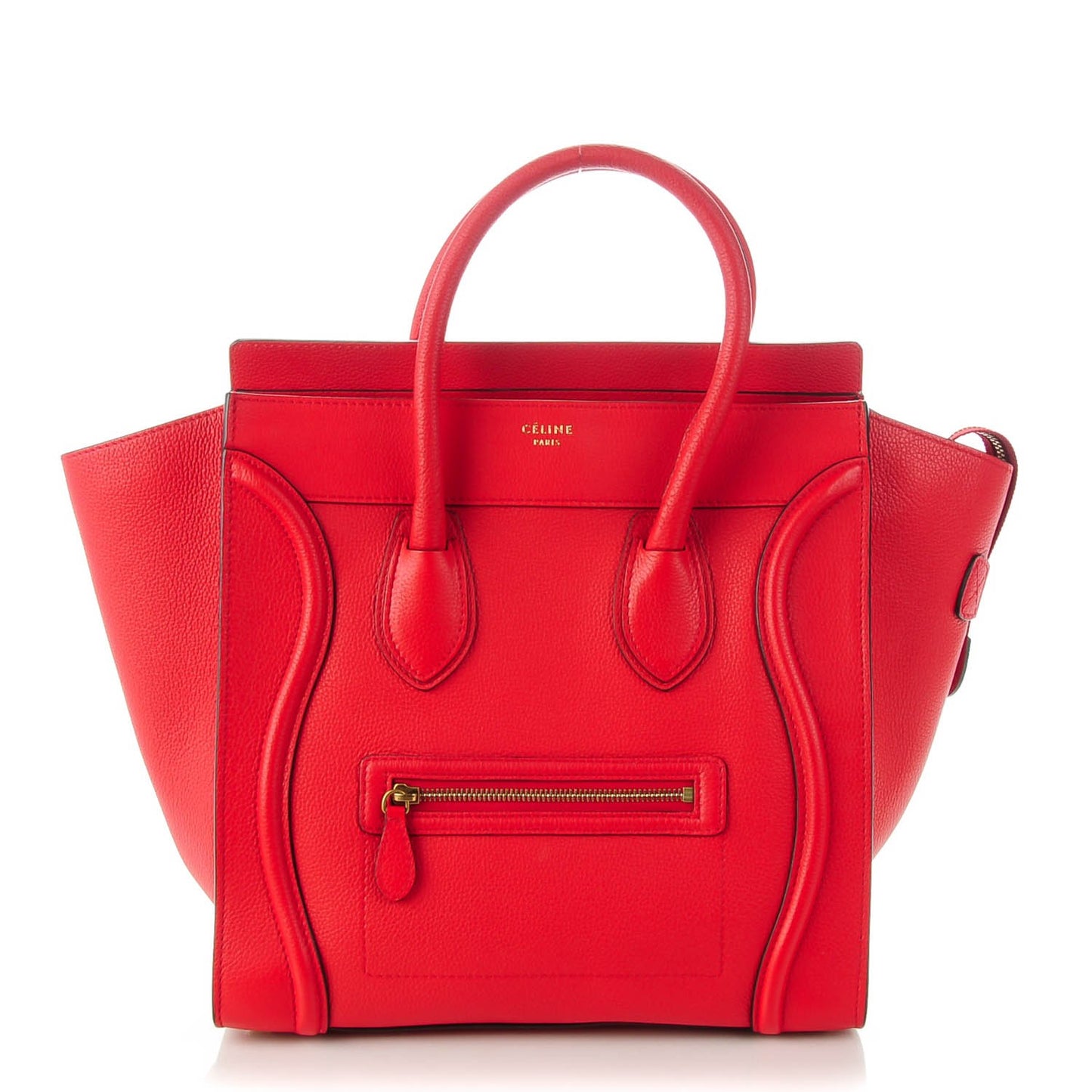 Drummed Calfskin Mini Luggage Coquelicot