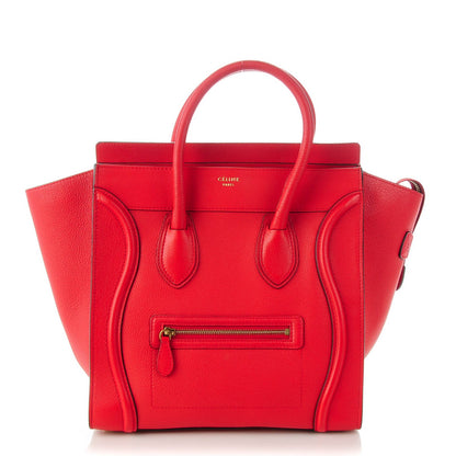 Celine Drummed Calfskin Mini Luggage Coquelicot 1 of 7