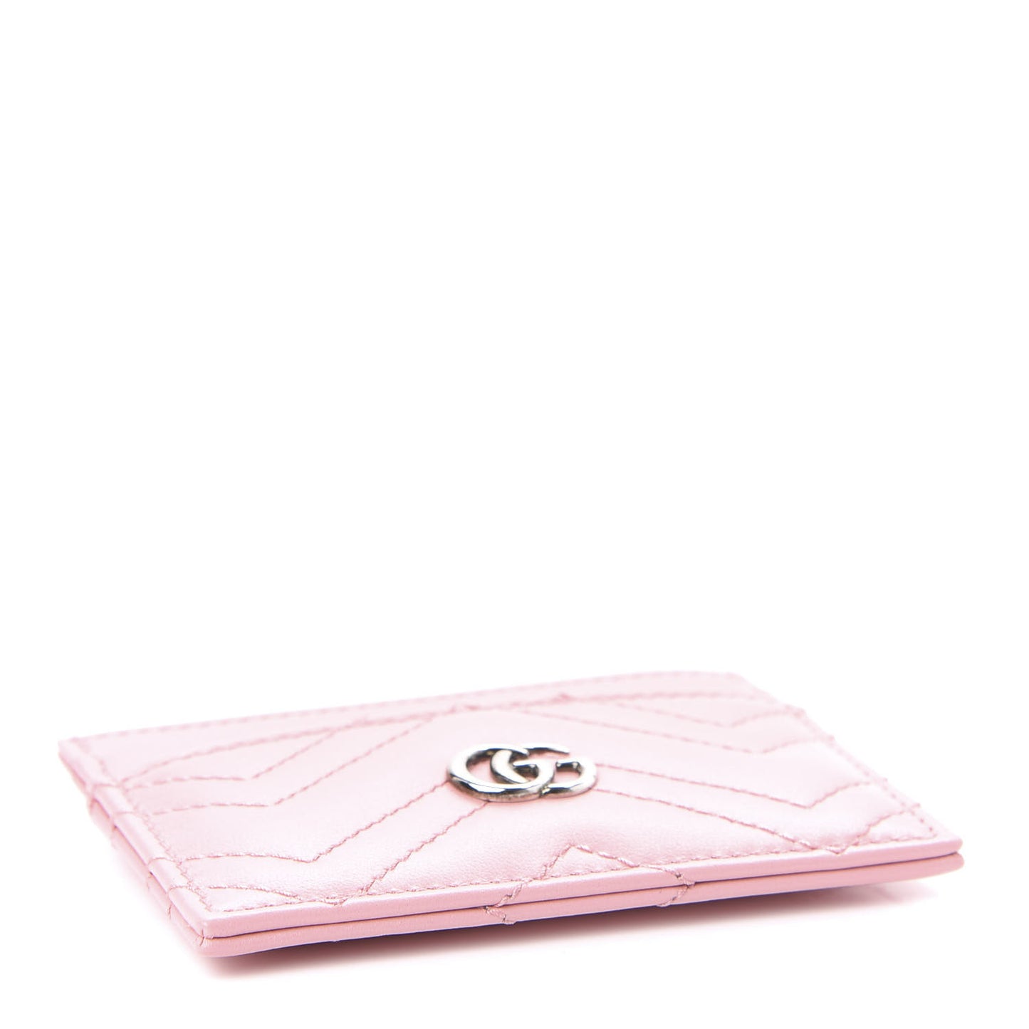 Calfskin Matelasse GG Marmont Card Holder Wild Rose