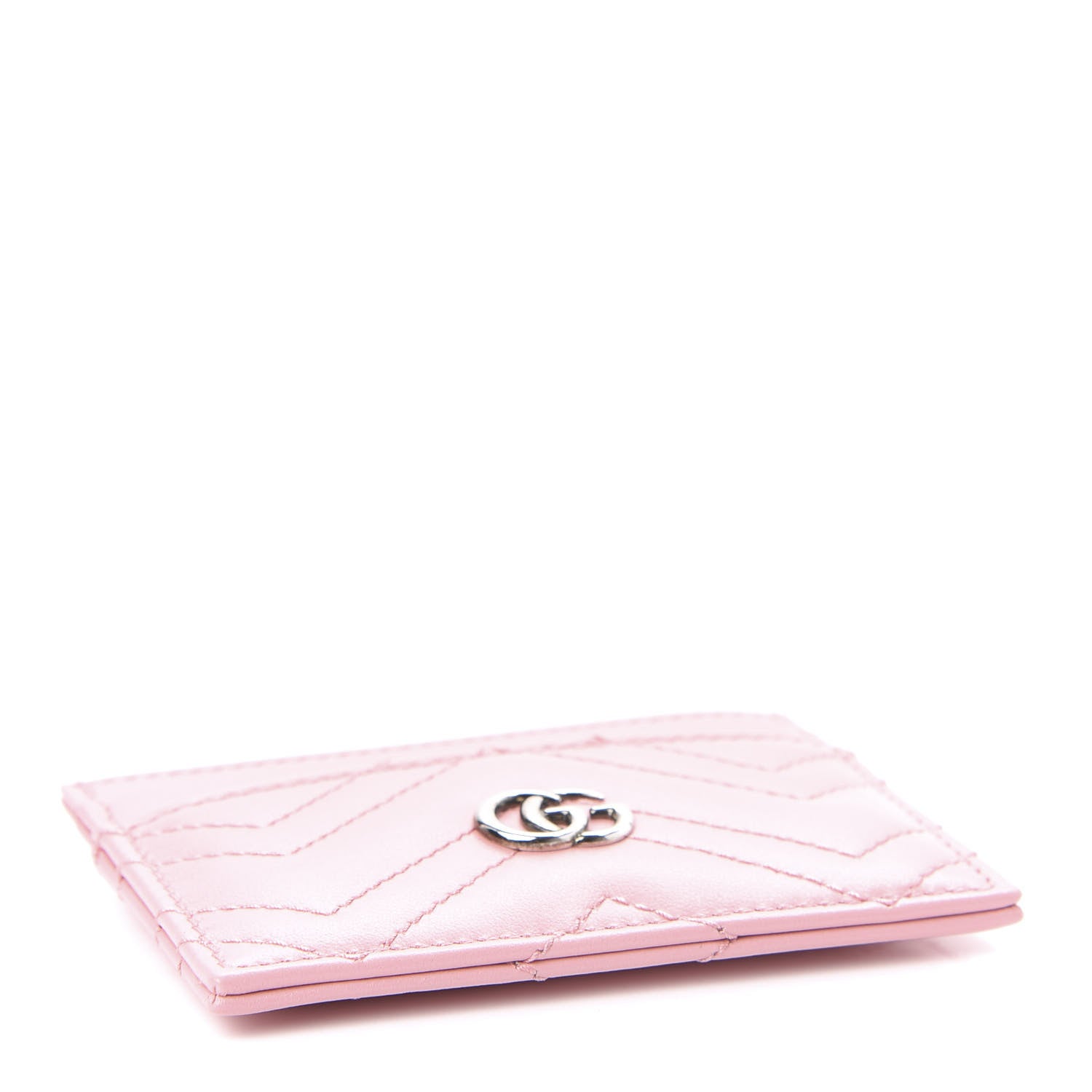 Gucci Calfskin Matelasse GG Marmont Card Holder Wild Rose 4 of 7