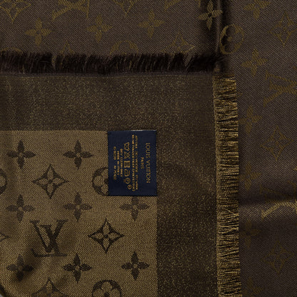 Louis Vuitton Silk Lurex Wool Monogram Shine Shawl Brown 4 of 4