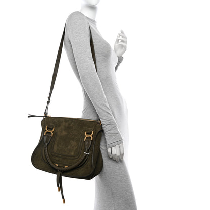 Chloe Suede Calfskin Medium Marcie Satchel Deep Olive 2 of 11