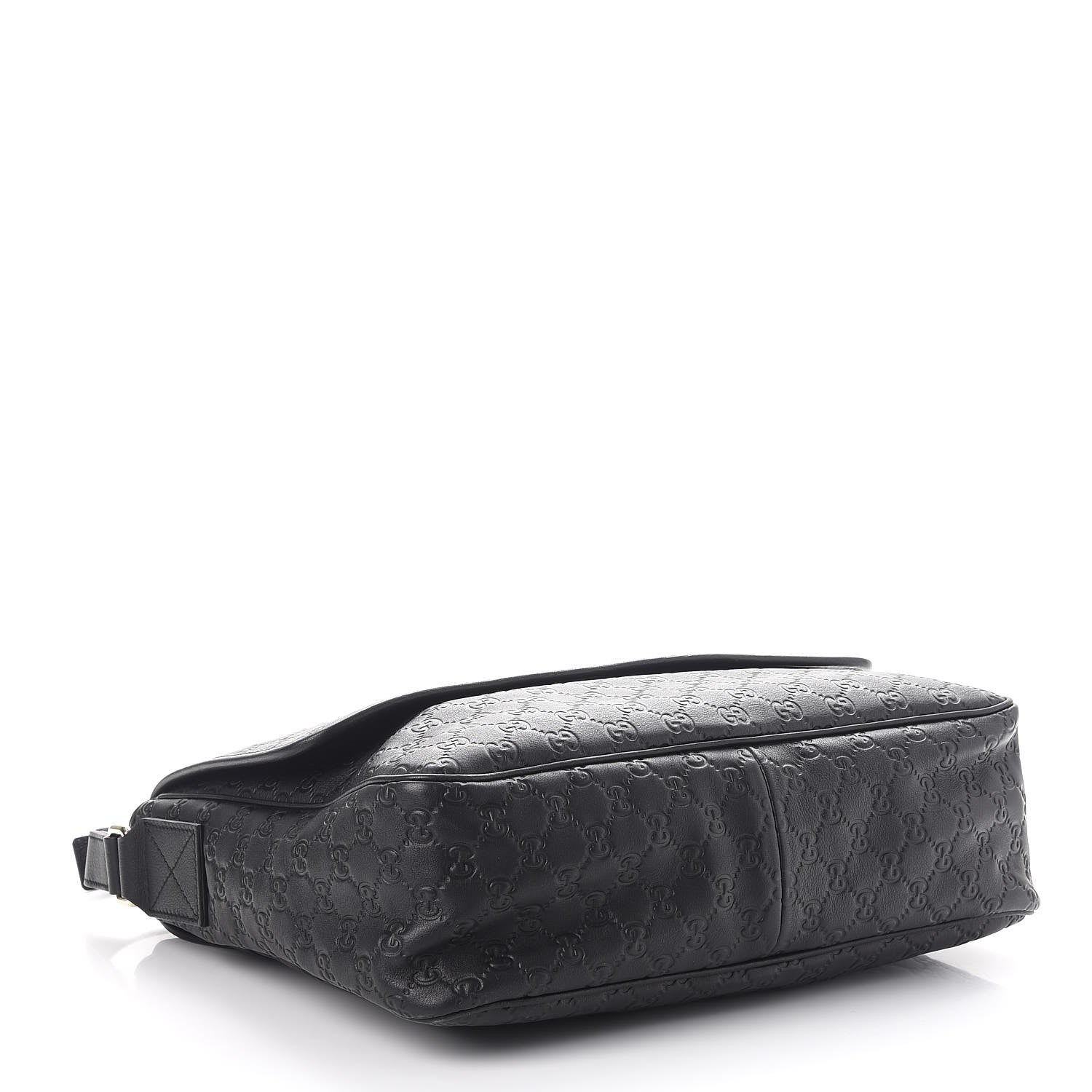 Gucci Guccissima Medium Flap Messenger Bag Black 4 of 9
