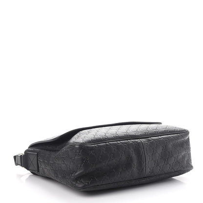 Gucci Guccissima Medium Flap Messenger Bag Black 4 of 9