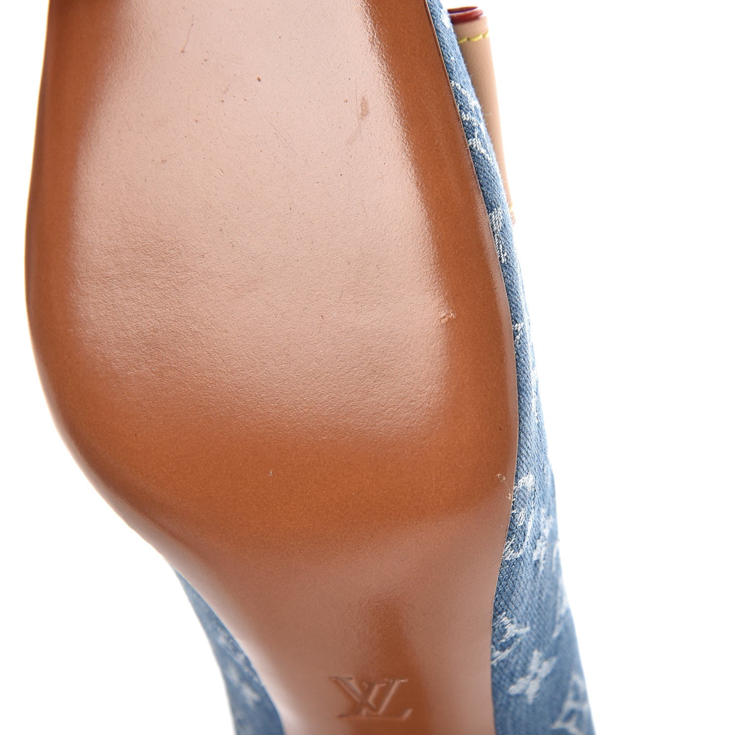 Louis Vuitton Denim Monogram Ginger Closed Pumps 40 Natural 8 of 9