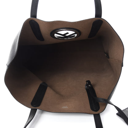 Fendi Vitello Vienna Enamel F is Fendi Shopping Tote Black Taupe 5 of 12