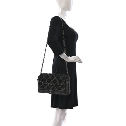 Chanel Sequin Tweed Icons Large Accordion 3 Flap Black 2 of 14